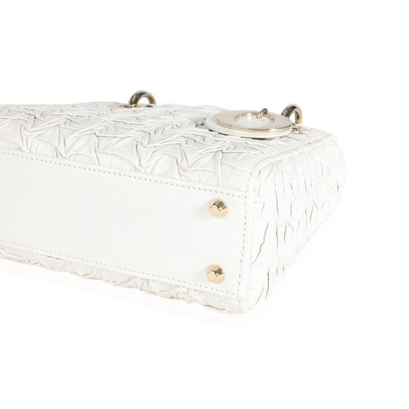 Dior White Wavy Crinkled Lambskin Mini Lady Dior Bag - Picture 5 of 7